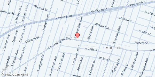 Map showing Bread of Life Foursquare Gospel Church at 5179 W. Washington Blvd, Los Angeles, CA