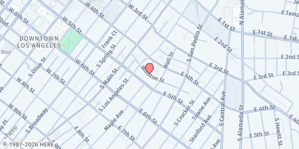 Map showing Cardinal Manning Center (Social Services Dept) at 231 Winston St., Los Angeles, CA