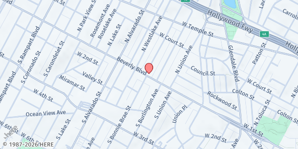 Map showing Central ADHC at 1825 Beverly Blvd, Los Angeles, CA