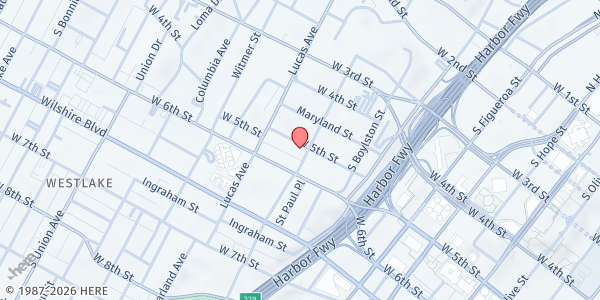Map showing Central City Neighborhood Partners - 501 S. Bixel Street at 501 S Bixel St, Los Angeles, CA