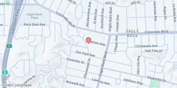 Map showing Eagle Rock Seventh-day Adventist Church - Woertz Hall at 2322 Merton Avenue, Los Angeles, CA