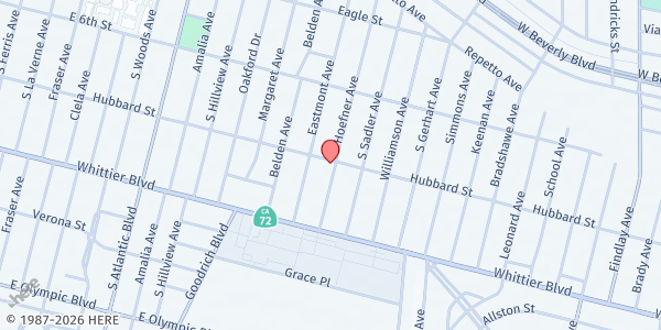 Map showing Eastmont Community Center at 700 Hoefner Ave., Los Angeles, CA