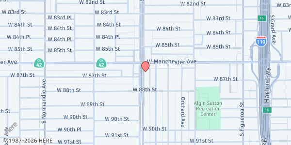 Map showing Ebenezer Defenders of the Christian Church at 8630 S. Vermont Ave., Los Angeles, CA