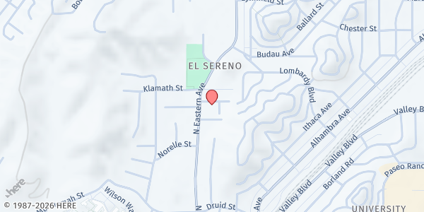 Map showing El Sereno Senior Center at 4818 Klamath Place, Los Angeles, CA