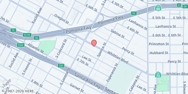 Map showing Family Health Care Resources - Los Angeles at 3444 Whittier Boulevard, Los Angeles, CA