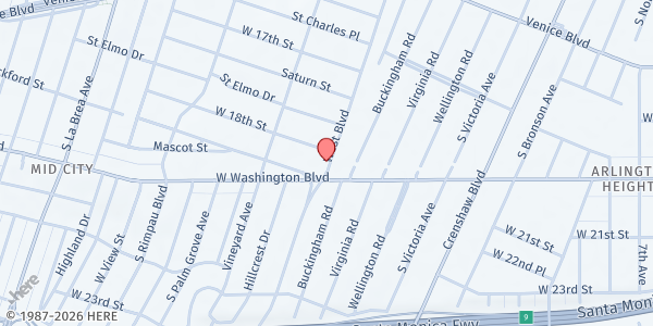 Map showing First Presbyterian Church of Los Angeles - West Boulevard at 1809 West Boulevard, Los Angeles, CA