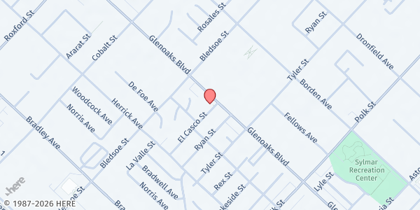 Map showing First Southern Baptist Church Of Sylmar at 13261 Glenoaks Blvd, Los Angeles, CA