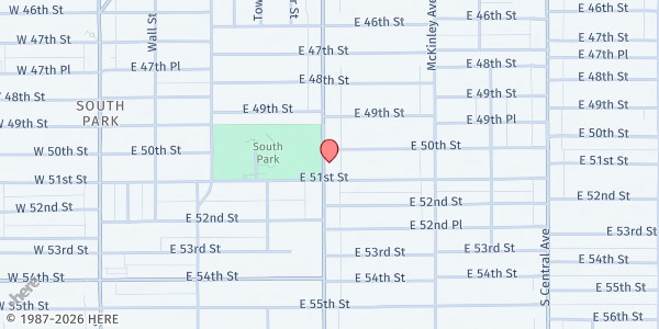 Map showing Full Gospel Community Church Of God & Christ at 5014 S. Avalon Boulevard, Los Angeles, CA
