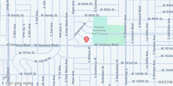 Map showing Girls Club of Los Angeles at 2057 W. Century Bl, Los Angeles, CA