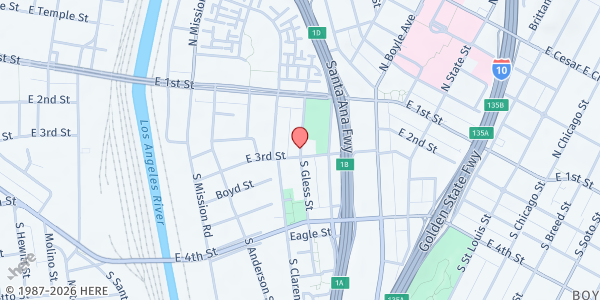 Map showing Guadalupe Homeless Project - Men's Shelter at 171 South Gless Street, Los Angeles, CA