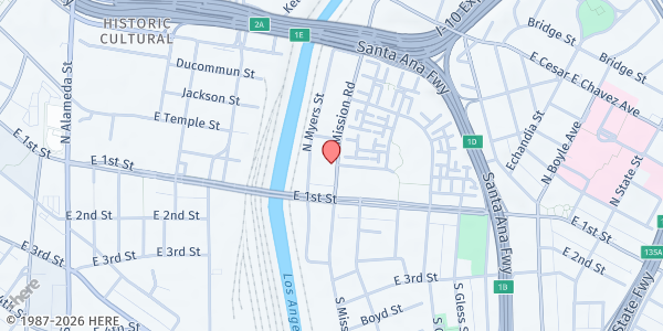 Map showing Guadalupe Homeless Project - Women's Shelter at 135 N. Mission Road, Los Angeles, CA