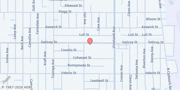 Map showing Iglesia Fuente de Vida Community Center at 11134 Saticoy Street, Los Angeles, CA
