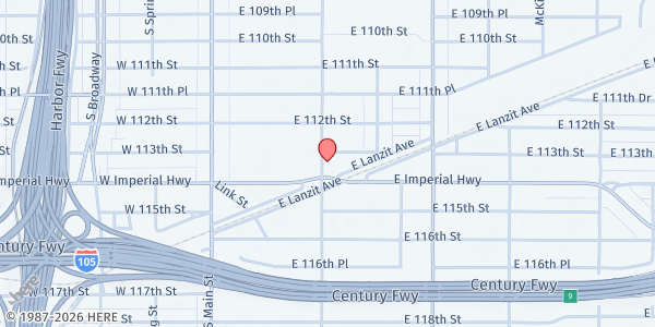 Map showing Imperial Church of Christ at 11316 S. San Pedro St., Los Angeles, CA