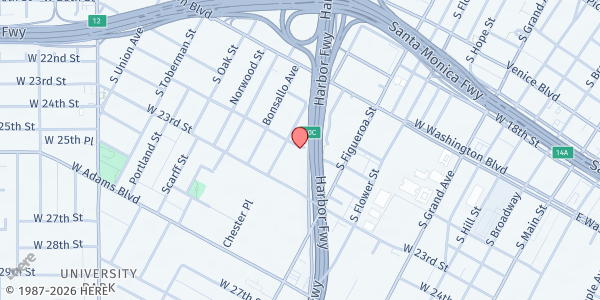 Map showing Los Angeles Central City Seventh-day Adventist Church at 650 W. 21st Street, Los Angeles, CA