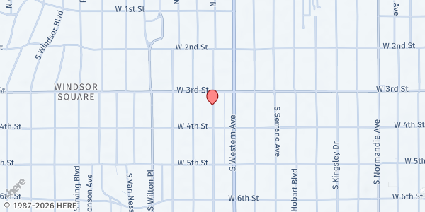 Map showing Los Angeles First Church of the Nazarene at 3401 W. 3rd Street, Los Angeles, CA