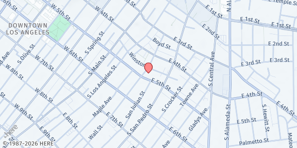 Map showing Los Angeles Mission - Main Location at 303 East 5th Street, Los Angeles, CA