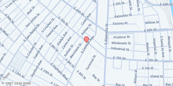 Map showing My Friends House LA - Main Distribution Site at 1244 E 7th St, Los Angeles, CA