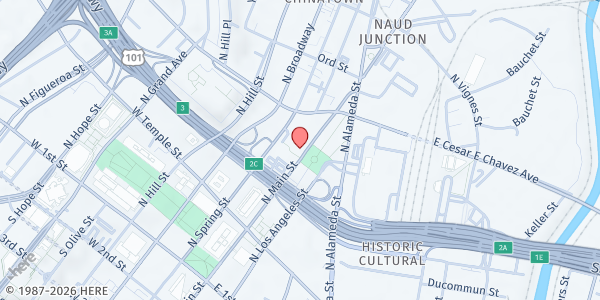 Map showing Our Lady Queen of Angels Catholic Church at 535 N. Main Street, Los Angeles, CA