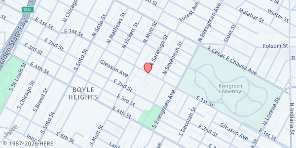 Map showing PHFE WIC-1st St at 2798 E. 1st St., Los Angeles, CA