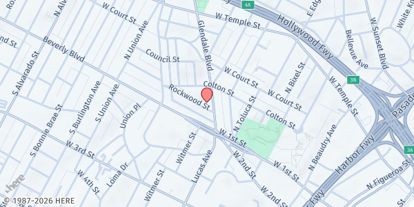Map showing Pilipino Worker Center of Southern California at 153 Glendale Boulevard, Los Angeles, CA