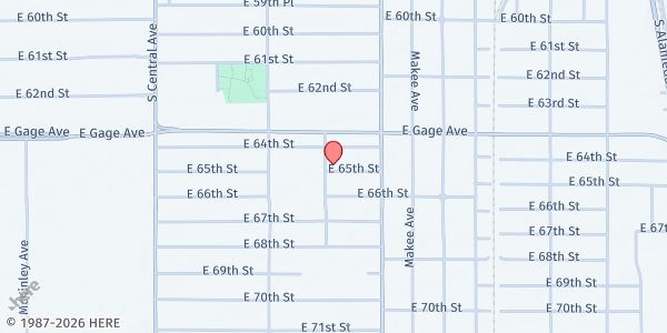 Map showing Presentation of Mary Catholic Church at 6406 Parmelee Ave., Los Angeles, CA