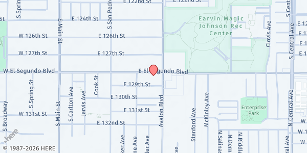 Map showing RCCG Jesus Embassy LA at 442 East El Segundo Blvd, Los Angeles, CA
