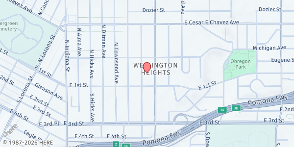Map showing Salvation Army - East L.A. Temple Corps at 140 N. Eastman Avenue, Los Angeles, CA