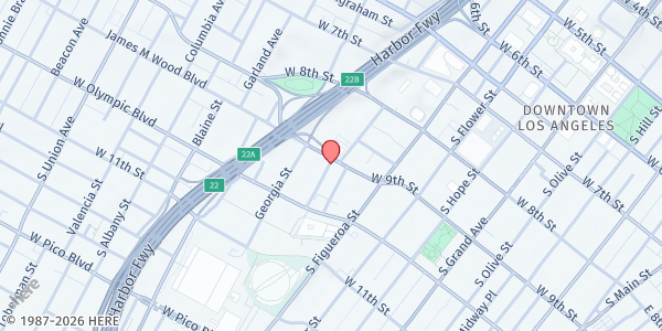 Map showing Salvation Army - LA Central at 1532 West 11th Street, Los Angeles, CA