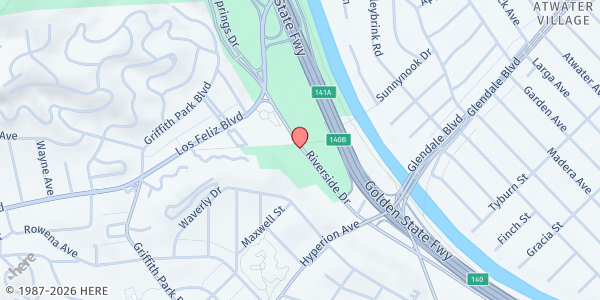 Map showing SELAH Sunday Social - Riverside at 3220 Riverside Dr., Los Angeles, CA
