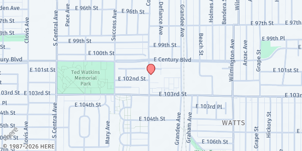 Map showing St. Lawrence of Brindisi at 10122 Compton Ave., Los Angeles, CA