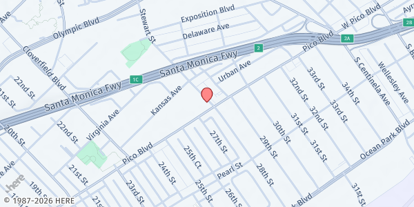 Map showing St. Thomas the Apostle Catholic Church - Pico Blvd. at 2727 W. Pico Boulevard, Los Angeles, CA