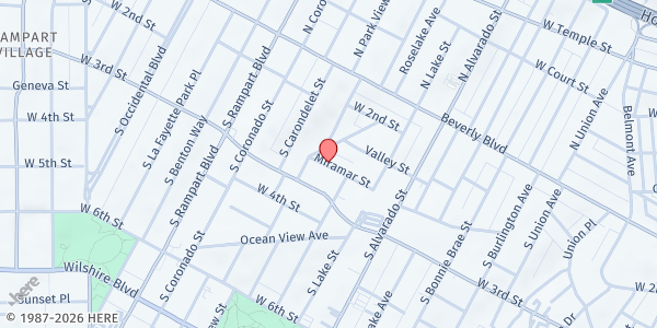 Map showing St. Vincent Meals on Wheels at 2303 Miramar St, Los Angeles, CA