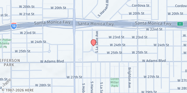 Map showing The FAME Church Food Pantry at 2270 S Harvard Boulevard, Los Angeles, CA