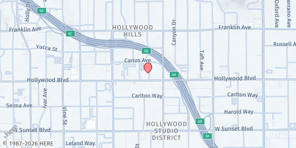 Map showing The Way In Center at The Salvation Army Hollywood at 5939 Hollywood Boulevard, Los Angeles, CA