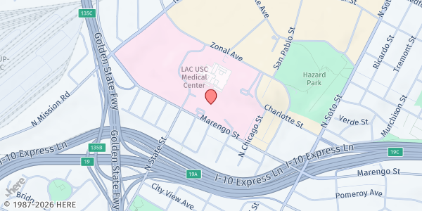 Map showing The Wellness Center at 1200 N. State Street, Los Angeles, CA
