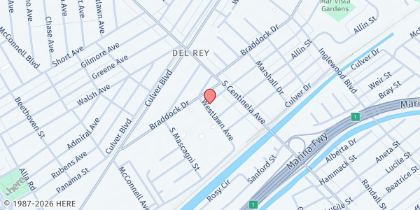 Map showing Venice Japanese Community Center at 12448 Braddock Dr, Los Angeles, CA