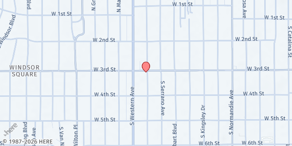 Map showing Wilshire Presbyterian Church at 309 S. Oxford Ave, Los Angeles, CA