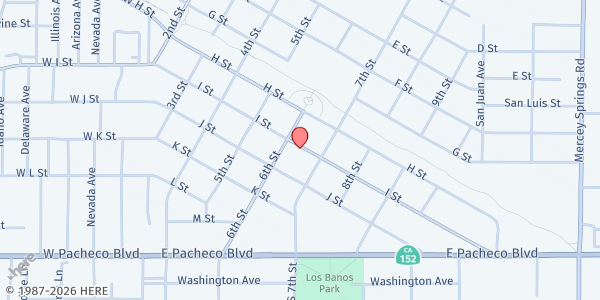 Map showing MMCFB Los Banos Distribution at 639 I St, Los Banos, CA