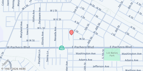 Map showing SALVATION ARMY - Los Banos at 1231 4th Street, Los Banos, CA