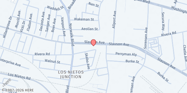 Map showing Los Nietos Community and Senior Center at 11640 W. Slauson Ave., Los Nietos Junction, CA