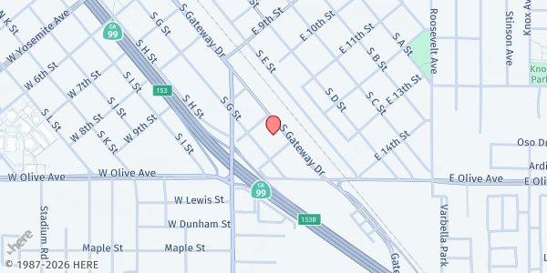 Map showing Rapto Divino Church (Madera) at 716 S. Gateway Dr, Madera, CA