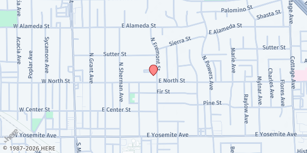 Map showing Saint Anthony's - Saint Vincent de Paul at 525 E North Street, Manteca, CA