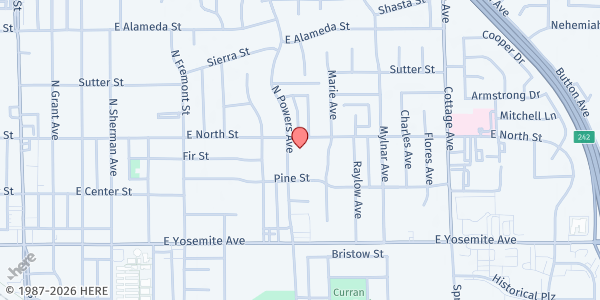 Map showing St. Pauls United Methodist at 910 E. North Street, Manteca, CA