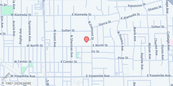 Map showing St. Vincent De Paul-Manteca at 525 E North St, Manteca, CA