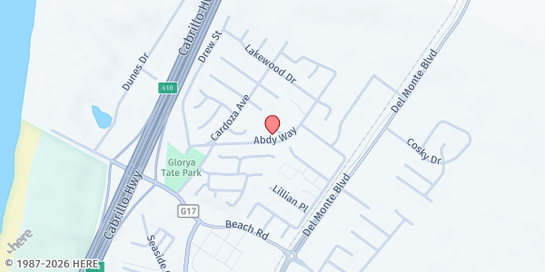 Map showing Holy Assembly Missionary Baptist at 3305 Abdy Way, Marina, CA