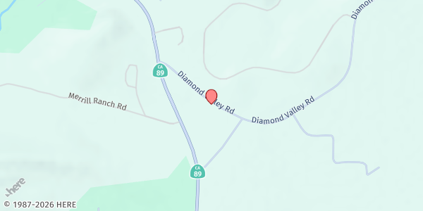 Map showing Alpine County Social Services at 75 A Diamond Valley Road, Markleeville, CA