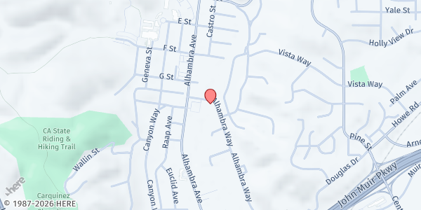 Map showing Martinez Health Center at 2500 Alhambra Blvd, Martinez, CA