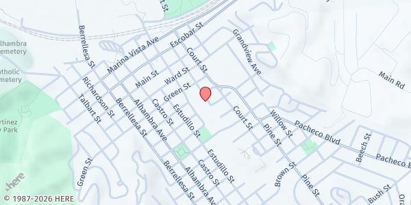 Map showing Second Baptist Church of Martinez at 1020 Las Juntas, Martinez, CA