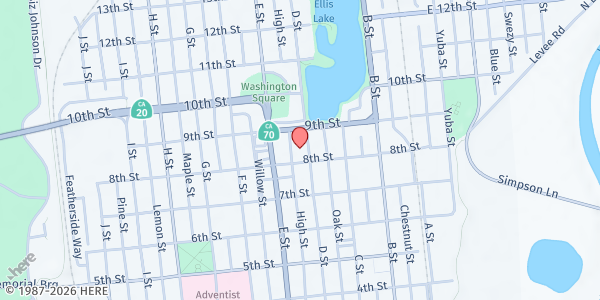 Map showing St. John's Episcopal Church Loaves and Britches Food Pantry at 800 D St., Marysville, CA