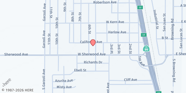 Map showing Church of the Living Savior, McFarland at 149 5th St, McFarland, CA